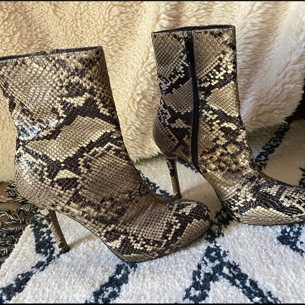 Stuart Weitzman Faux Snake Skin Boots